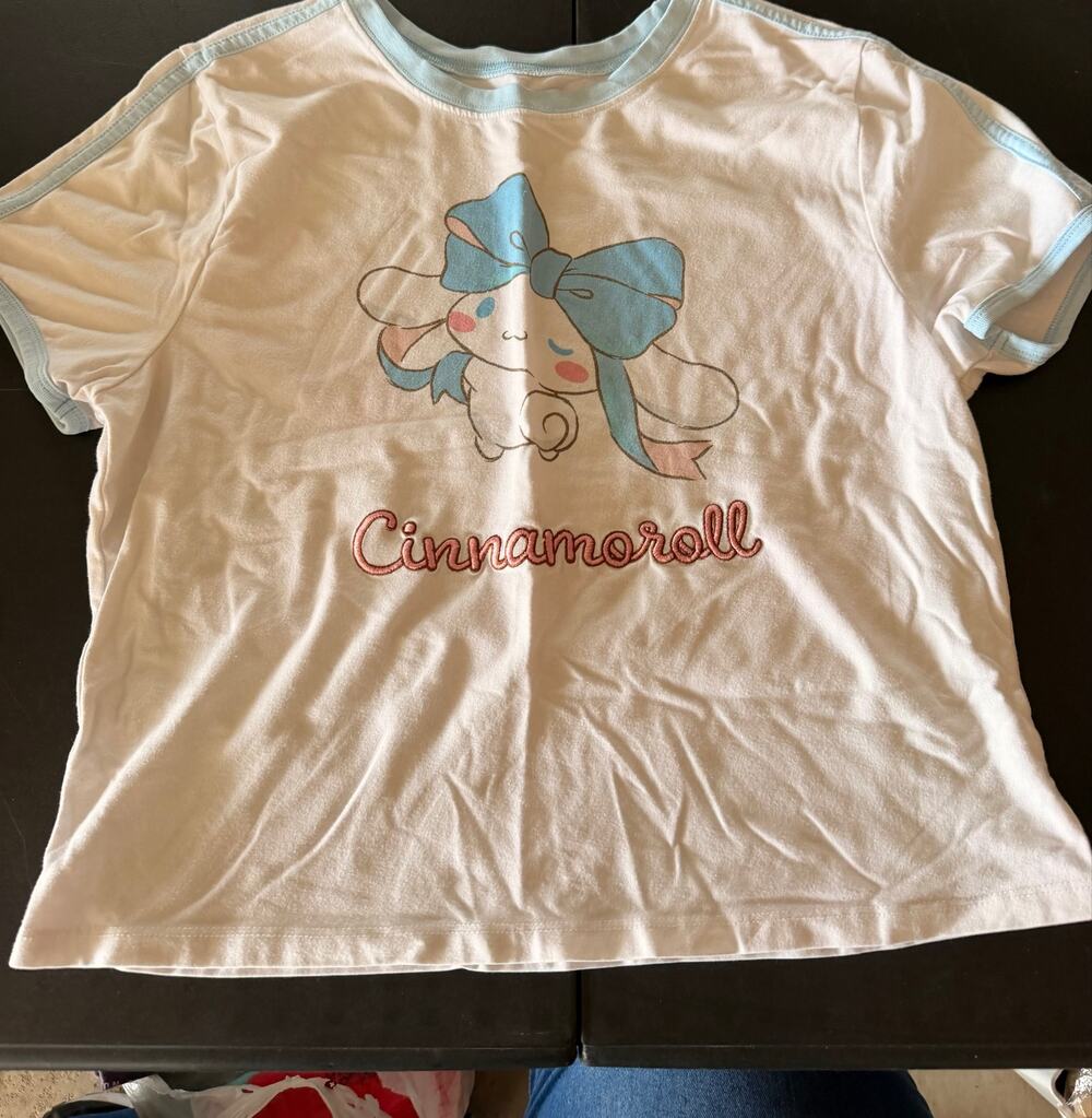 Sanrio Cinnamoroll Cute Graphic Ringer Crop Tee – Size XL